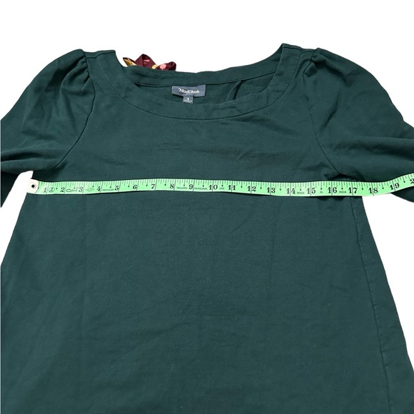ModCloth boat neck 3/4 sleeve ruffle bow back top blouse Hinter Green Small - Picture 7 of 12